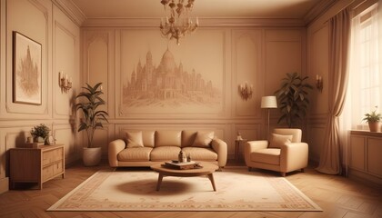 Photo interior modern design room 3d illustration;