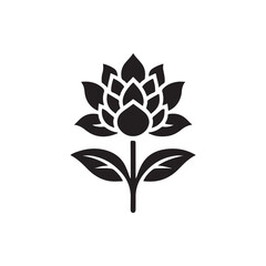 flower silhouette Vector with white solid background