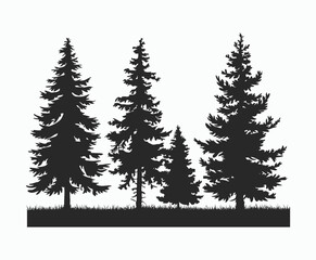 Fototapeta premium Pine trees silhouette EPS vector file illustration template