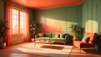 Photo interior modern design room 3d illustration;