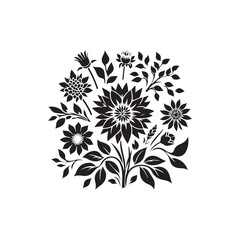 flower silhouette Vector with white solid background