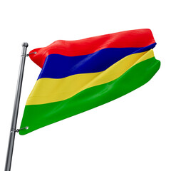 3D realistic flag of Mauritius with transparent background