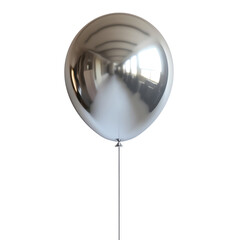 A shiny silver balloon reflects its surroundings, creating modern and elegant look. Perfect for celebrations or decor. 