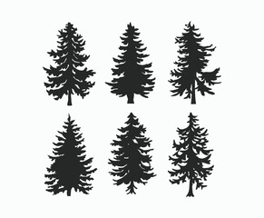 Obraz premium Pine trees silhouette EPS vector file illustration template