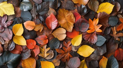 Fototapeta premium This Autumn leaves cutout includes red, foliage on a natural background