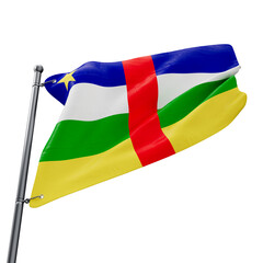 3D realistic flag of the Central African Republic with transparent background