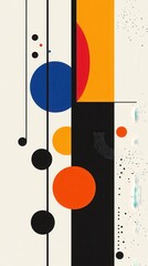 A creative arrangement of bold circles and lines in various colors designed to evoke a modern, minimalist aesthetic