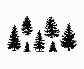 Obraz premium Pine trees silhouette EPS vector file illustration template