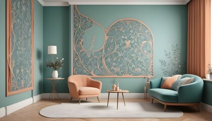 Photo interior modern design room 3d illustration;