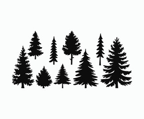 Obraz premium Pine trees silhouette EPS vector file illustration template
