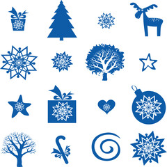Christmas and New Year seamless pattern. Christmas blue holiday background.  Good for textile fabric design, wrapping paper, website wallpapers, textile, wallpaper and apparel. Vector illustration