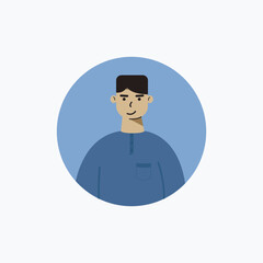 young man in round frame, on white background vector illustration design