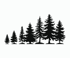 Fototapeta premium Pine trees silhouette EPS vector file illustration template