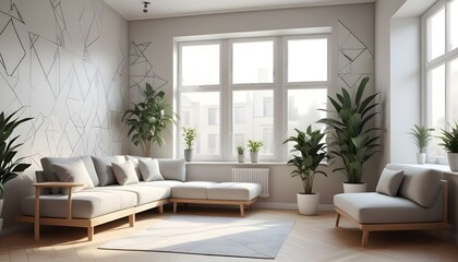 Photo interior modern design room 3d illustration;