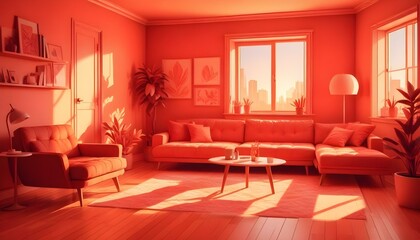 Photo interior modern design room 3d illustration;