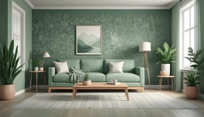 Photo interior modern design room 3d illustration;