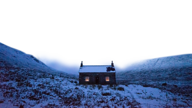 PNG snowy rural landscape border, transparent background