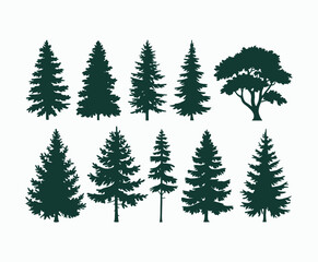 Obraz premium Pine trees silhouette EPS vector file illustration template