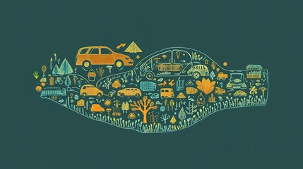 Sustainable transportation and electric vehicles usage outline hands concept. EV as environmental and nature friendly alternative with zero CO2 emissions vector illustration. Ecological hybrid auto.