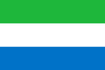 National Flag Republic of Sierra Leone, Salone, horizontal tricolour of light green, white and light blue