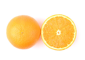 Orange fruit. Orange slice isolated on white background. Top view