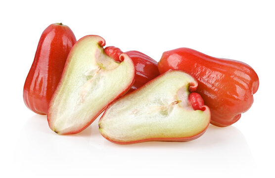 Rose apple or chomphu thai fruit , half of of Rose apple isolated on white background