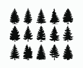 Fototapeta premium Pine trees silhouette EPS vector file illustration template