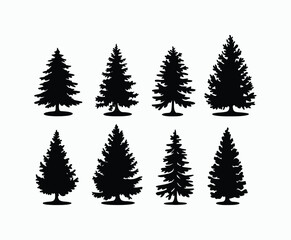 Obraz premium Pine trees silhouette EPS vector file illustration template