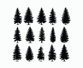 Obraz premium Pine trees silhouette EPS vector file illustration template
