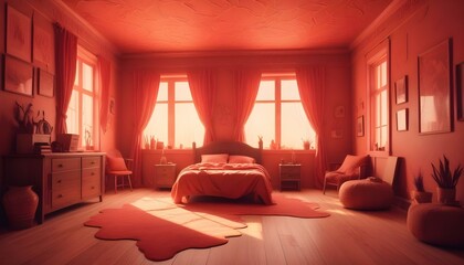 Photo interior modern design room 3d illustration;