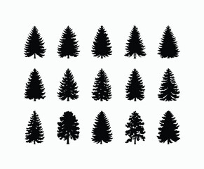 Pine trees silhouette EPS vector file illustration template
