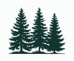 Fototapeta premium Pine trees silhouette EPS vector file illustration template