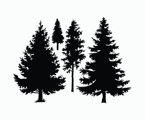 Fototapeta premium Pine trees silhouette EPS vector file illustration template
