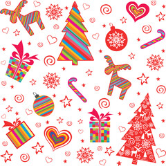 Christmas and New Year seamless pattern. Vector illustration