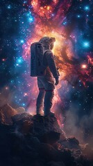 Fototapeta premium Planetarium show celebrating International Day of Human Space Flight journey through the stars