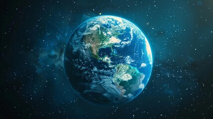 Naklejka premium A detailed image of planet Earth from space, showcasing its continents, oceans, and swirling clouds.