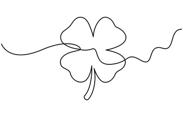 Continuous one line drawing of four leaf clovers. Isolated on white background vector illustration. Pro vector, Clover four-leaf in Continuous one line art drawing