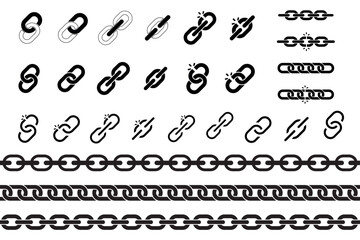 Set of icons and borders made with chains