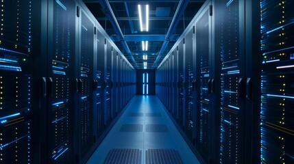 Obraz premium Rows of servers in a modern data center.