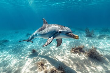 Obraz premium Dolphin Swimming Underwater