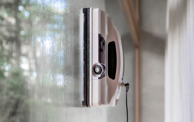 Window cleaning robot in operation