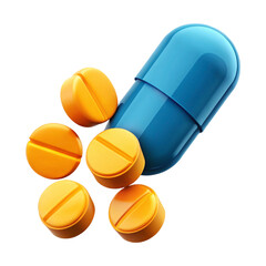 Capsules and Medical Drugs on Transparent Background