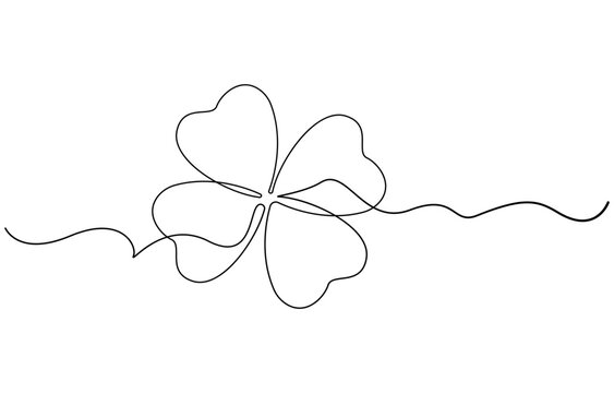recommend clip art: Continuous one line drawing of four leaf clovers. Isolated on white background vector illustration. Pro vector, Clover four-leaf in Continuous one line art drawing