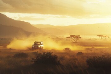 Fototapeta premium Off-Road Adventure in Golden Hour
