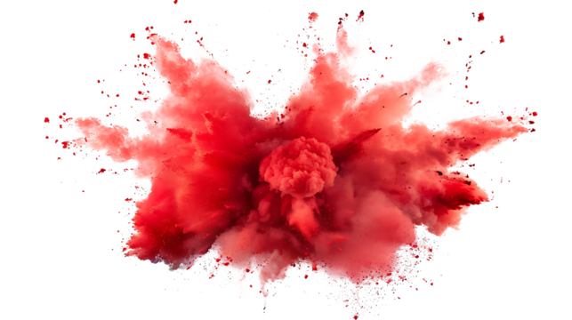 red color explosion isolated on white