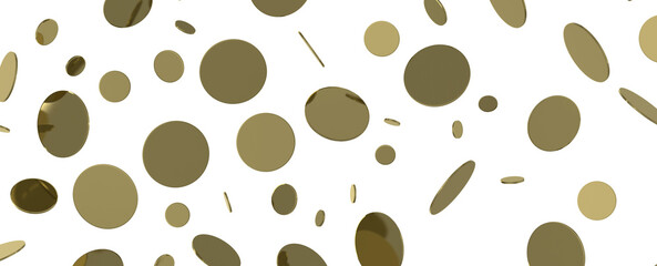 Golden serpentine confetti on transparent background. luxury isolated