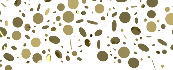 Golden serpentine confetti on transparent background. luxury isolated