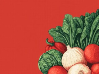 A vibrant poster for a local food market, featuring hand-painted illustrations of fruits and vegetables, Digital Art, Warm and natural colors food, market,farmers,advertising,display,shopping