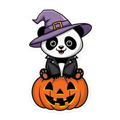 Panda with pumpkin for Halloween