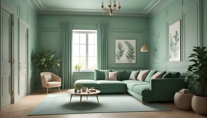 Photo interior modern design room 3d illustration;